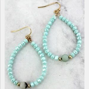 🌻 BOGO NEW Adelaide Mint Stone & Glass Teardrop Earrings
